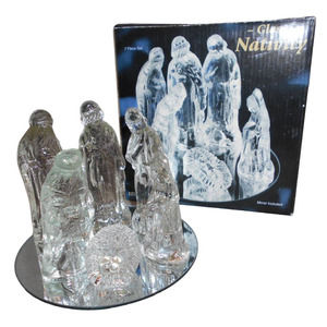 Glass Nativity 7 Piece Set #3568 Original Box Vintage Christmas